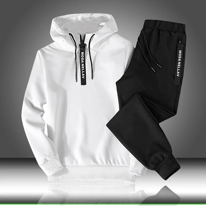 Men's Pullover Hoodie & Drawstring Sweatpants Tracksuit Set