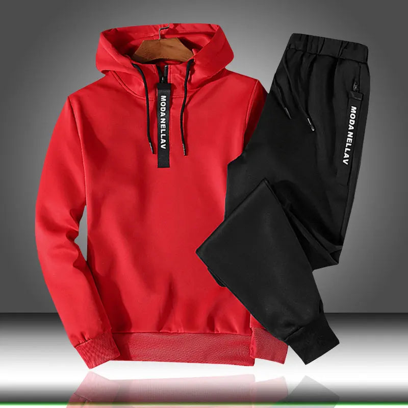 Men's Pullover Hoodie & Drawstring Sweatpants Tracksuit Set
