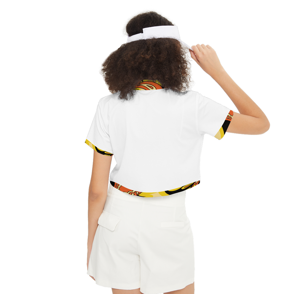 Women's Heavyweight 225g Short-Sleeve Crop Polo Shirt – Yellow/Black