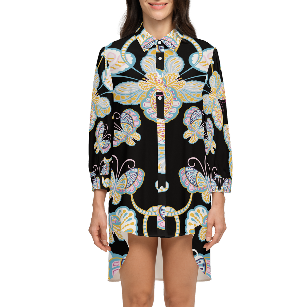 Silky High-Low Long-Sleeve Shirt
