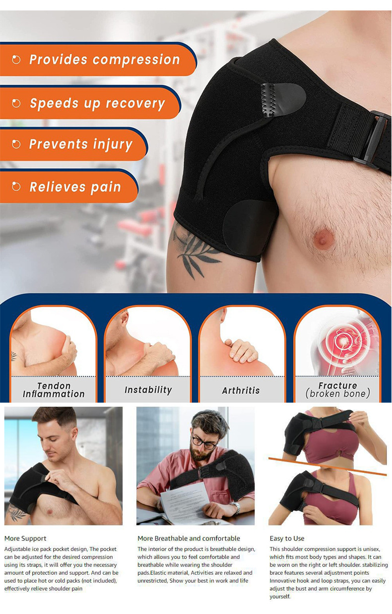 Adjustable Shoulder Brace & Compression Support – Anti-Strain Sports Protection