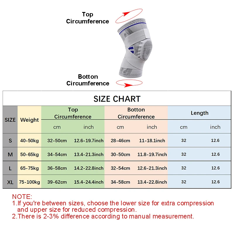 Professional Knee Brace with Detachable Elastic Belt & Silica Gel Pad – S/M/L/XL