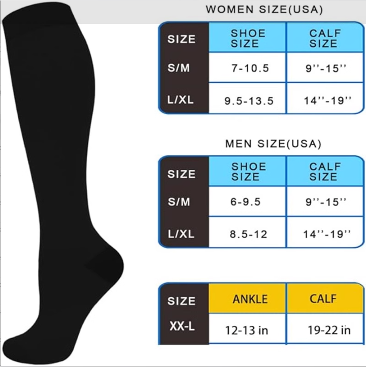 Long Tube Compression Socks 6-Pack – Men & Women Sports, Cycling & Yoga