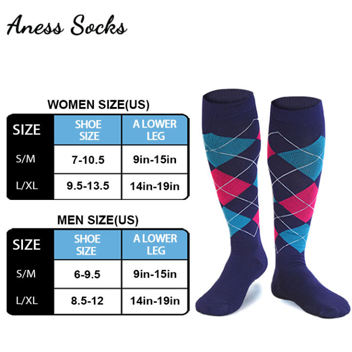 Unisex Patterned Graduated Compression Socks 15-25mmHg – Fun Print Long Tube Sport Socks